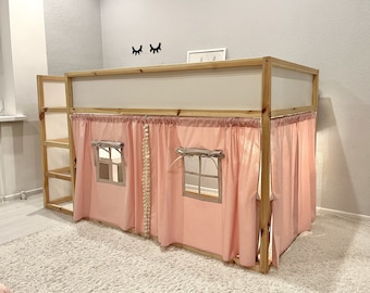 Cortinas Ikea kura, cortinas kura, dosel de cama, cama Ikea kura, cortina de litera Ikea kura, casa de cama con dosel, cama con dosel