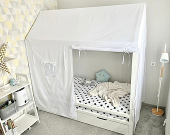 Cama CANOPY, dosel de cama Montessori, cortinas de cama, casa Montessori, cortinas de dosel de cama completas, cortinas de cama con dosel, tienda de juegos, baldaquín de cama