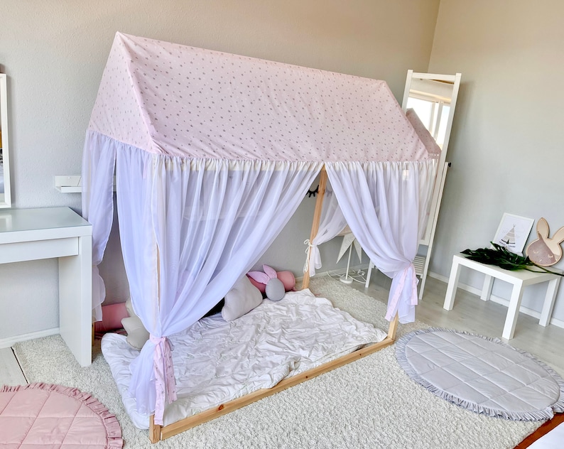 Canopy Bed Montessori Bed Children Play Tent House Bed Etsy