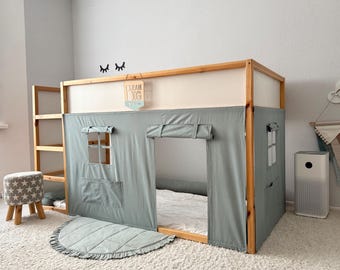 Ikea Kura Bunk Bed Curtains: 100% Cotton House Bed Tent Canopy