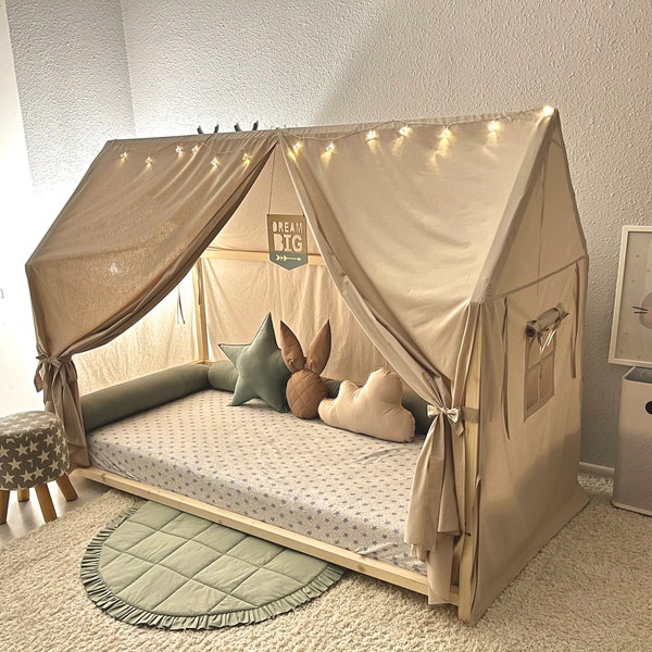 CANOPY per HOUSE BED, baldacchino da letto Montessori, tende da letto, casa Montessori, baldacchino da letto di casa, tende da letto a baldacchino, tenda da gioco, baldacchino da letto