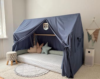 CANOPY for HOUSE BED/Montessori bed canopy/Bed curtains/Montessori house/House bed canopy/Canopy bed curtains/Play tent/Bed baldachin
