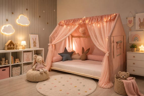 Сanopy for girls, Montessori canopy, tulle curtains for bed, canopy for house bed, canopy for children's bed, house bed canopy, tulle canopy
