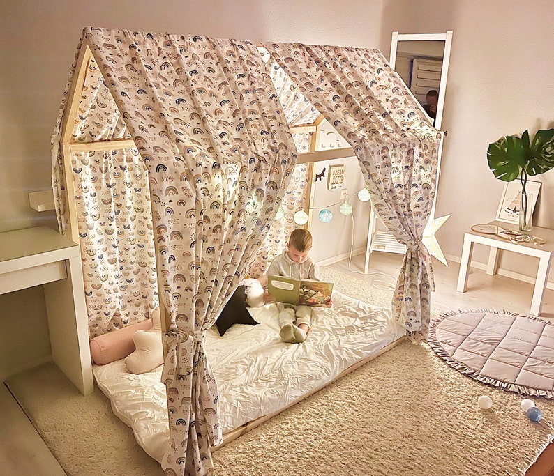 Canopy Bed Montessori Bed Children Play Tent House Bed Etsy