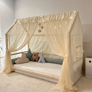 Сanopy bed, Montessori canopy, tulle curtains for bed, canopy for house bed, canopy for children&#39;s bed, house bed canopy, tulle canopy