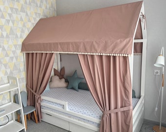 Cama CANOPY, dosel de cama Montessori, cortinas de cama, casa Montessori, cortinas de dosel de cama completas, cortinas de cama con dosel, tienda de juegos, baldaquino de cama
