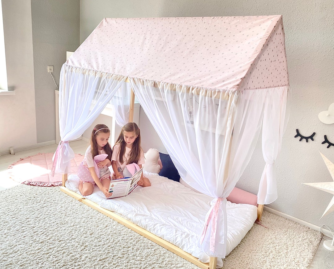 Canopy Bed Montessori Bed Children Play Tent House Bed Canopy Baldachin Bed Tent Bed Teepee House Bed Montessori Canopy Kura Bed Etsy