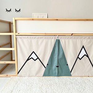 Mountains curtains for ikea kura, ikea kura curtains, bed canopy, Ikea kura bed, Ikea kura bunk curtain, canopy bed house, canopy bed