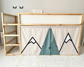 Mountains curtains for ikea kura, ikea kura curtains, bed canopy, Ikea kura bed, Ikea kura bunk curtain, canopy bed house, canopy bed