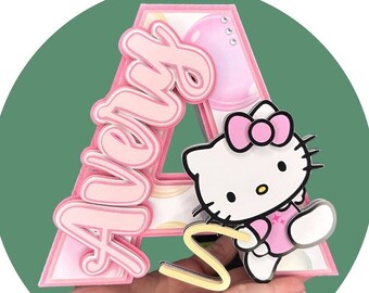 Kitty 3D Letter, Kitty Party, Kitty Party Decorations, Kitty Birthday Party, Kitty Theme, Kitty Cake Topper, Kitty Cat Gymnastics