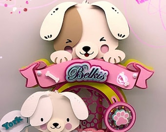 Decorazione per torta a forma di cuccioli: decorazione per festa di compleanno per cani in cartoncino a strati