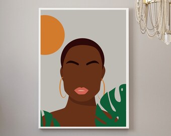 Arte afroamericana, Black Woman Wall Art, Afroamericana, African Woman Print, Digital Download, Black Woman Poster, Afro Girl Body Art