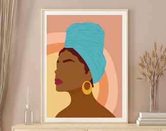 Arte murale afroamericana, Arte della donna nera, Arte murale stampabile, Afroamericana, Arte nera, Arte murale africana, Arte afrocentrica, Illustrazione