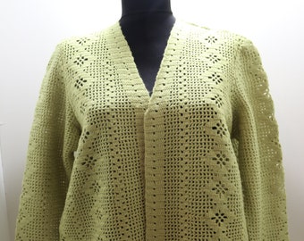 Handmade Wool Cardigan , Green , Mother's Day Gift , Special