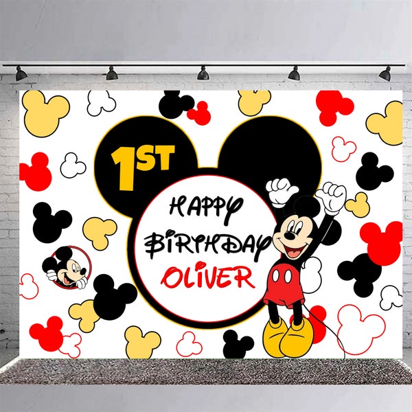 Mickey Custom Birthday Banner, Mouse Personalized Birthday Backdrop,Personalized Banner,Customized Banner - Digital File Only