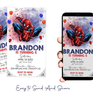 Spiderman Birthday Invitation- Spiderman invite - spiderman invitation - spiderman evite