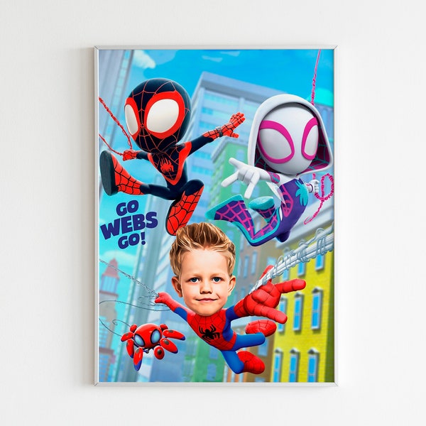 Spidey and His Amazing Friends Kids Custom Portrait,Get Your Own Superhero Portrait from your photo,Digital File Only