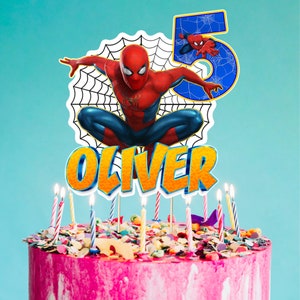 Spiderman - Decoración para tartas de feliz cumpleaños, decoración de  pastel de Spiderman, decoración de fiesta temática de superhéroes para  hombres y