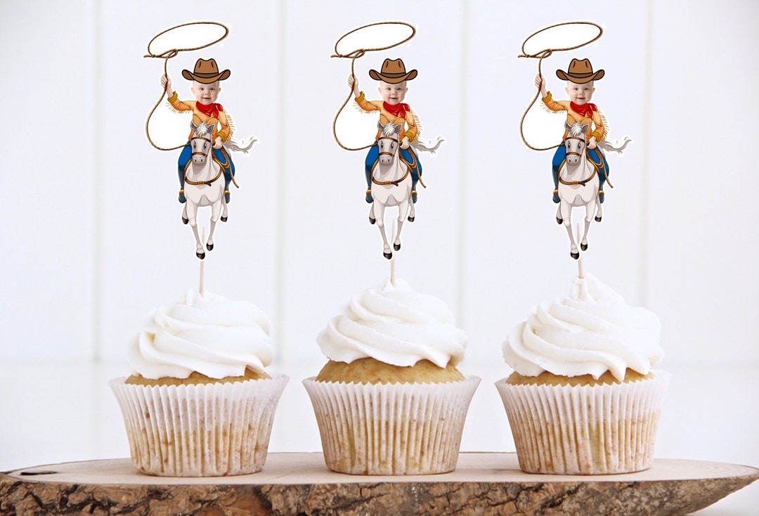 Printable COWBOY Face Custom Photo Cupcake Topper, Custom Funny Sticker ...
