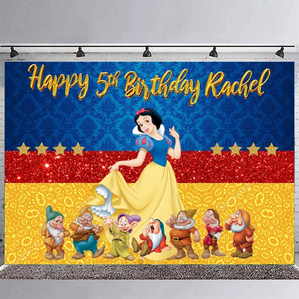 Snow White birthday banner, Snow White birthday backdrop, Snow White Decoration party, Snow White Party things - Digital File Only
