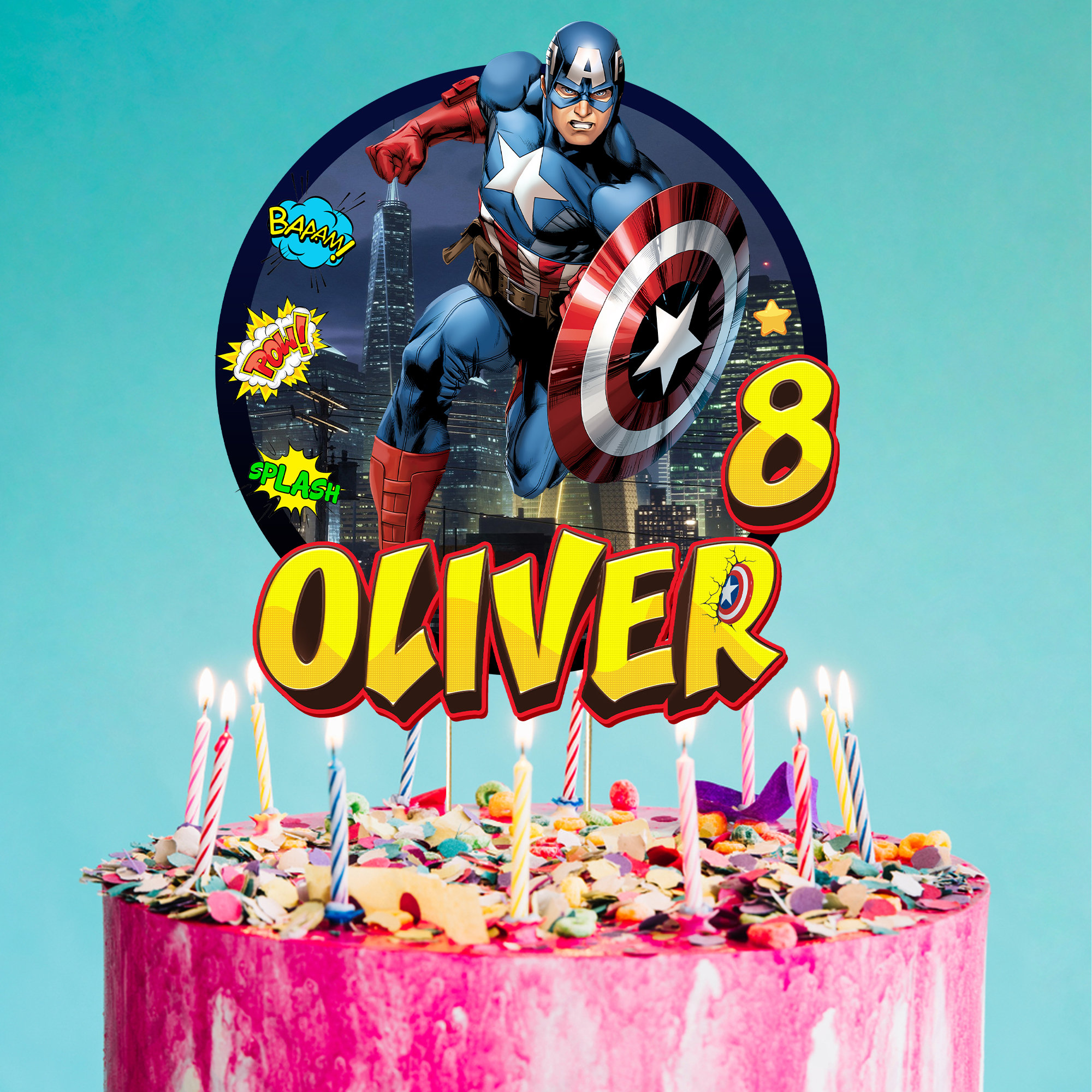 Captain America theme cake, Food & Drinks, Homemade Bakes on Carousell