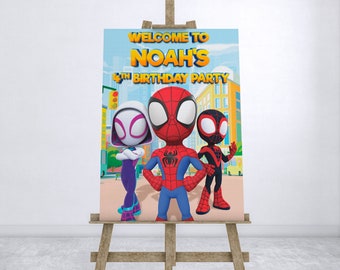 Spidey and his amazing friends Birthday Welcome Sign,Spidey Personalized Birthday Welcome Sign,Personalized Welcome Sign- Digital File Only