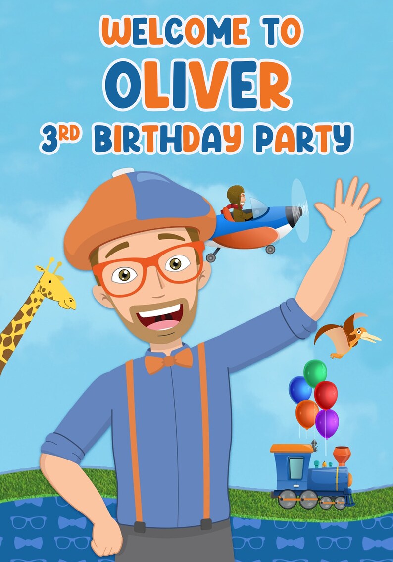 Blippi Birthday Welcome Sign Blippi Personalized Birthday - Etsy New ...