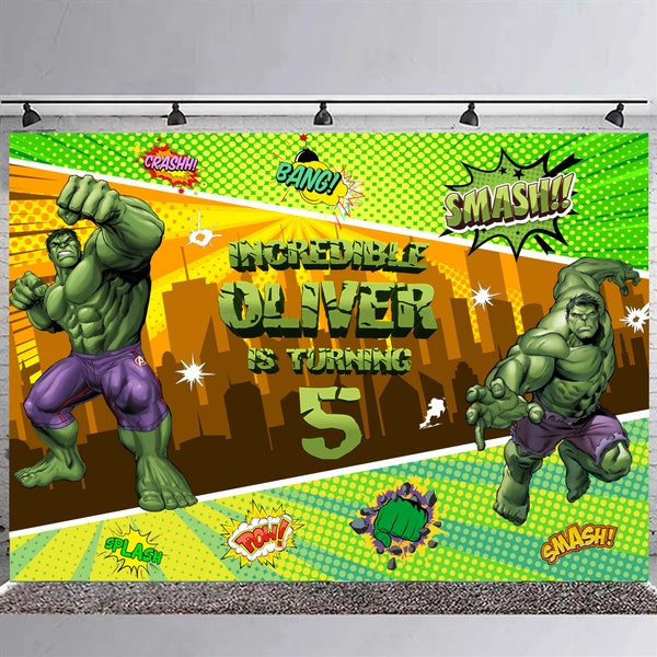 Hulk Birthday Backdrop, Hulk Personalized Birthday Banner, Custom Banner, Hulk Customized Banner - Digital File Only