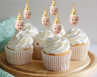 Druckbare Baby Foto Cupcake Toppers - Baby Portrait Cupcake Toppers- 1. - 2. - 3. - 4