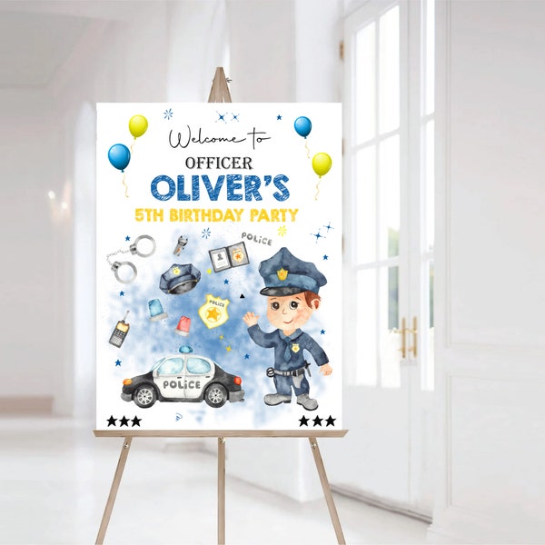 Police Birthday Welcome Sign,Police Officer Personalized Birthday Welcome Sign,Policeman Welcome Sign- Digital File Only