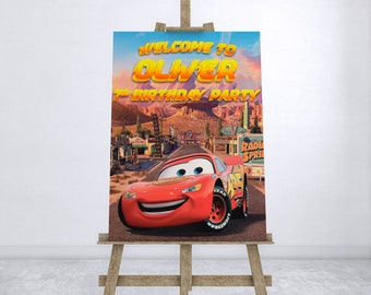 Cars Birthday Welcome Sign, Cars Personalized Birthday Welcome Sign,Cars Personalized Welcome Sign,Customized Welcome Sign-Digital File Only