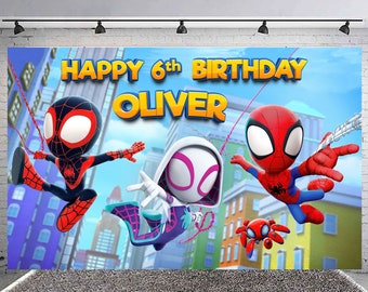 Spidey e i suoi fantastici amici Birthday Banner, Sfondo di compleanno personalizzato Spidey, Banner personalizzato, Banner personalizzato - File digitale