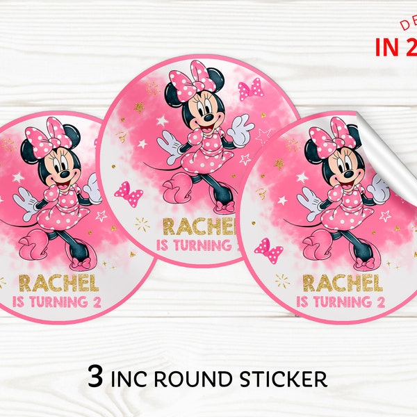 Printable Minnie Mouse Custom Sticker, Personalized Minnie Mouse Sticker - Digital File