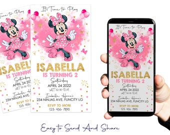 Minnie Mouse Theme Birthday Boy Minnie Mouse Party Handy Text Einladung Elektronische E-Mail SMS Invite Digitale Einladung, Digital File