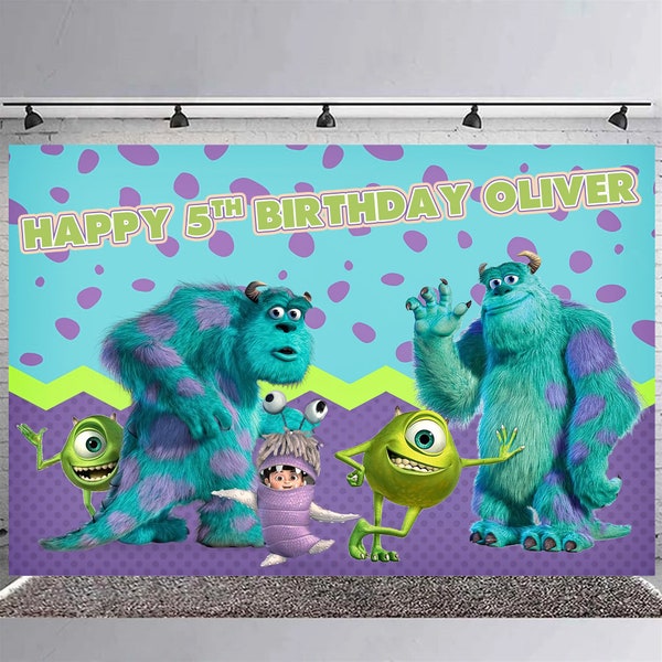 Monster Inc birthday backdrop, Monster Inc Custom birthday banner,Monster Inc Personalized Decoration party, Digital File Only