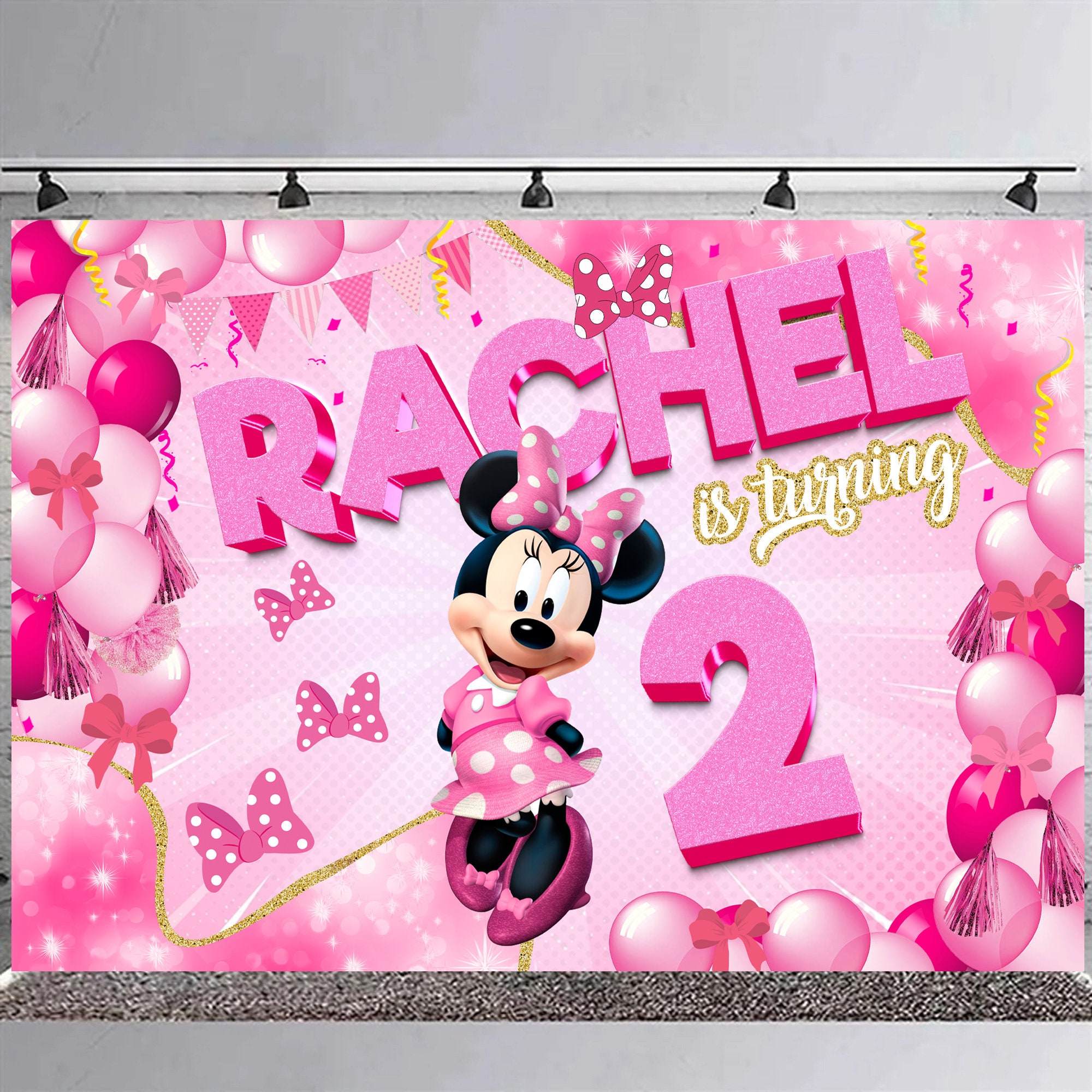 Minnie Mouse birthday backdrop Minnie Mouse birthday banner Minnie Mouse Decoration party Minnie Mouse Background Digital
