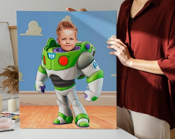 Buzz Lightyear Kids Custom Portrait,Get Your Own Superhero Portrait from your photo,Personalized Toys Story caricature,Digital File Only