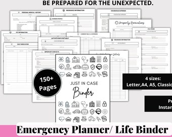 Emergency Planner Printable Life Planner End of Life Planner Digital Emergency Bundle Just in Case of Emergency Funeral Plan What if Binder