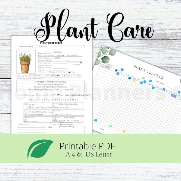 Plant Care Tracker, Plant Care Journal, Indoor Plant Planner,Houseplant Planner,Plant Watering Schedule Log,Printable,Garden Tracker Diary,