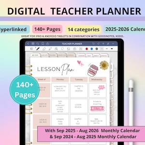 Digital Teacher Planner 2025-2026: 140+ Undated Hyperlinked Templates, Classroom Organizer (Goodnotes, Notability, Xodo)
