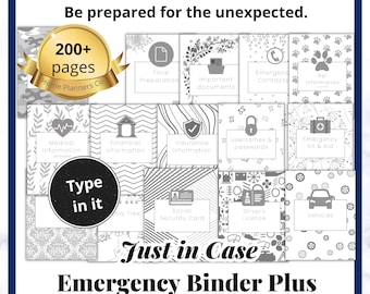 Editable Just in Case Emergency Planner Binder | Just in Case Planner,  Printable Estate and Funeral Organizer  | End of Life| Fillable