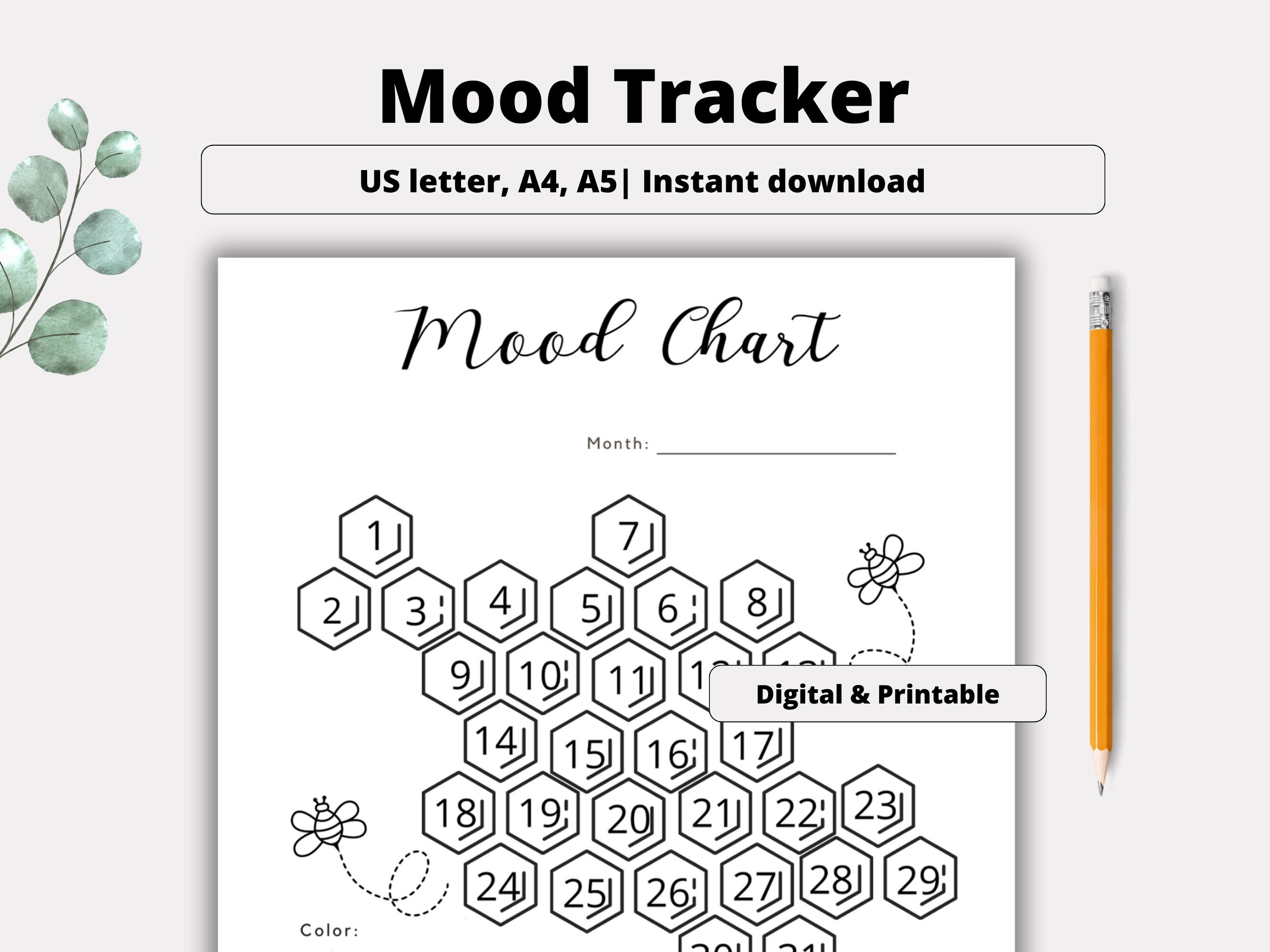 Monthly Mood Tracker Printable: Mood Journal, Daily Habit & Emotion ...
