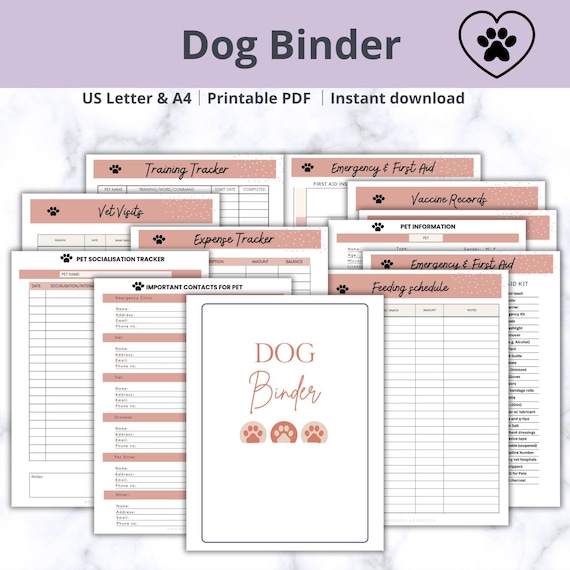 Dog Planner, Dog Binder Pet Planner, Pet Health Tracker, Pet Medical Planner, Pet Checklists Pet Workbook Pet Planning Journal Pets Planning