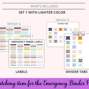 Printable Divider Tabs and Binder Labels for Emergency Binder Plus ...