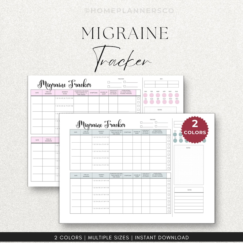 Migraine Tracker, Printable Headache Journal, Headache Tracker, Chronic Migraine Chart, Chronic Migraine Journal, Chronic Illness Chart image 9
