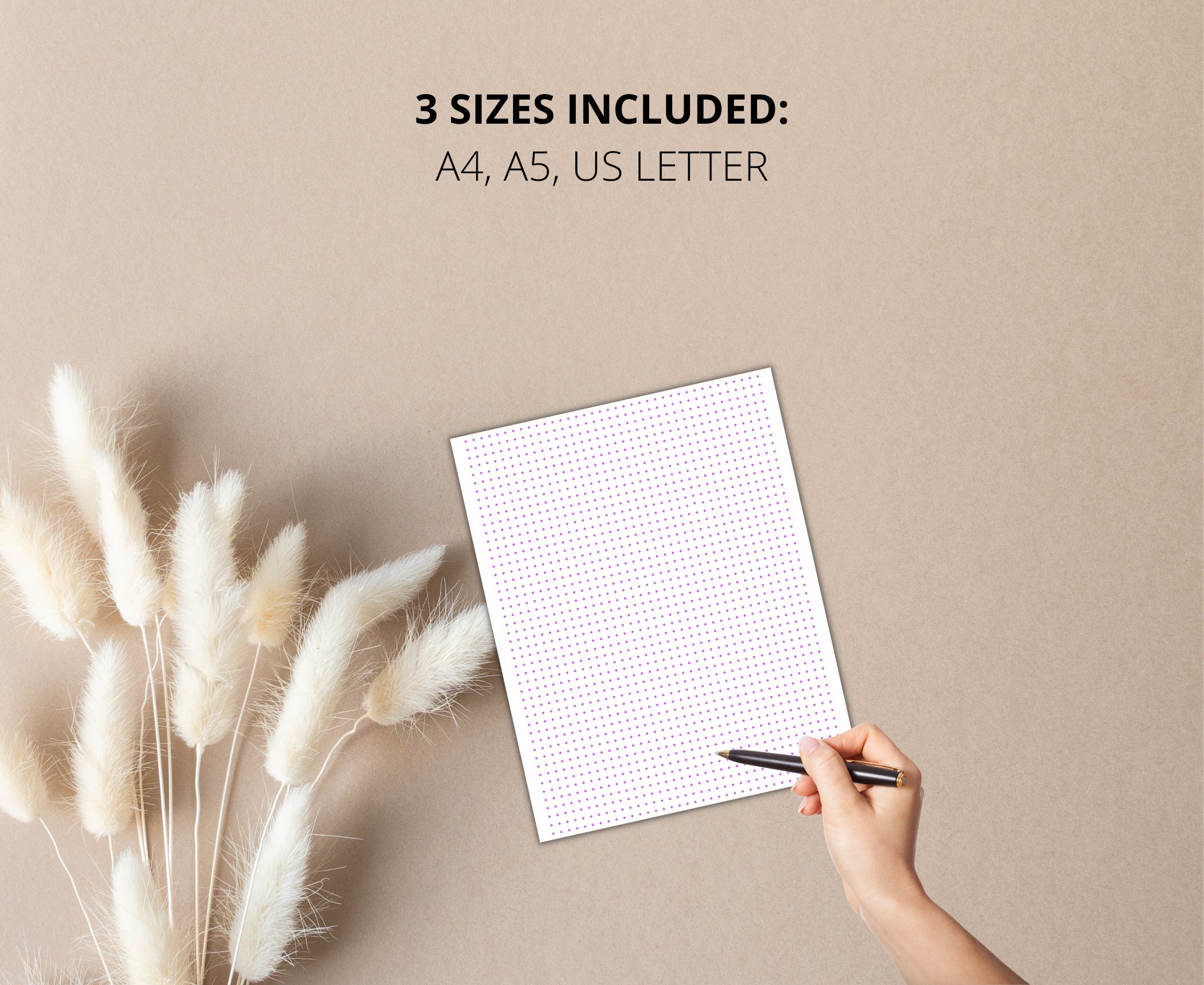 Printable Dot Grid Paper, Dotted Grid Paper Bullet Journal Paper