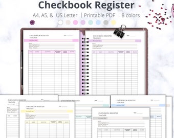 Checkbook Register Printable | Check Register | Checkbook Planner | Checkbook Register | Financial Planner Insert| Bank Transaction Tracker