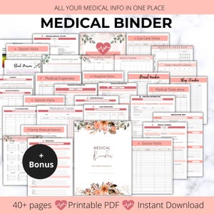 Medical Planner,Medical Binder,Health Tracker,Blood Pressure Log,Sleep Habit Tracker,Medical Planner Bundle, Health Binder,Wellness Planner,