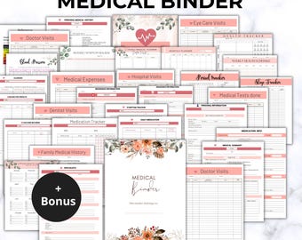 Medical Planner,Medical Binder,Health Tracker,Blood Pressure Log,Sleep Habit Tracker,Medical Planner Bundle, Health Binder,Wellness Planner,