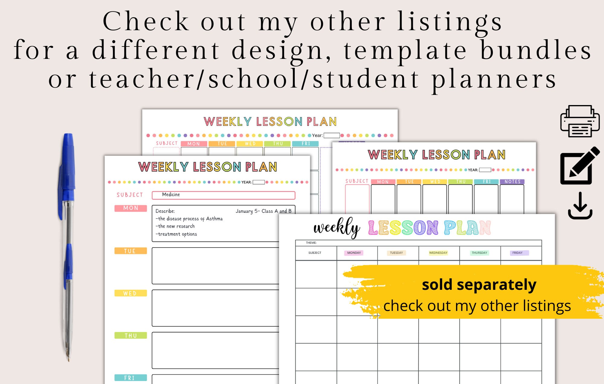 Simple Weekly Lesson Plan Template-preschool/kindergarten-instant ...